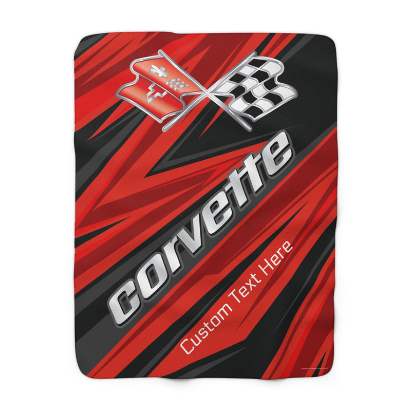 Personalized C3 Corvette Racing Decorative Diagonal Pattern Sherpa Blanket, Perfect for Chilly Days
