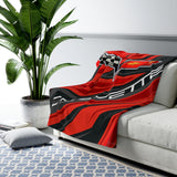 C6 Corvette Racing Decorative Diagonal Pattern Sherpa Blanket, Perfect for Chilly Days