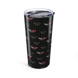 Corvette C5 Logo Toss  Pattern Carbon Tumbler 20oz | Retro Car Lover Travel Cup, Gift for Him, Car Enthusiast, Father's Day, Road Trip