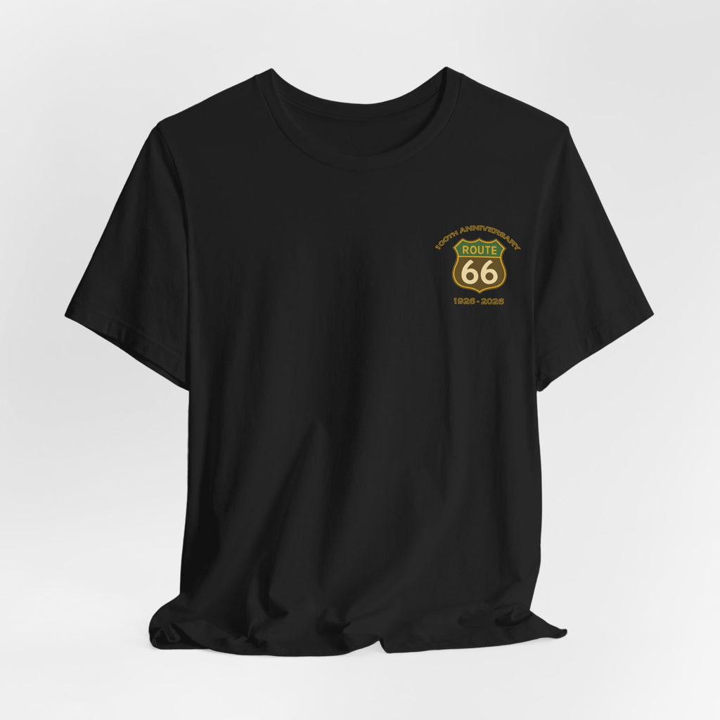 Legends of Route 66 100th Anniversary Landmark Shield Design Cotton Front and Back Printed Short Sleeve Tee