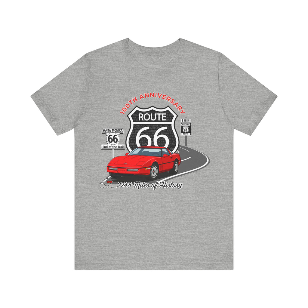C4 Corvette Route 66 100th Anniversary Short Sleeve Tee – Legends of the Road, Perfect for the Corvette Fan