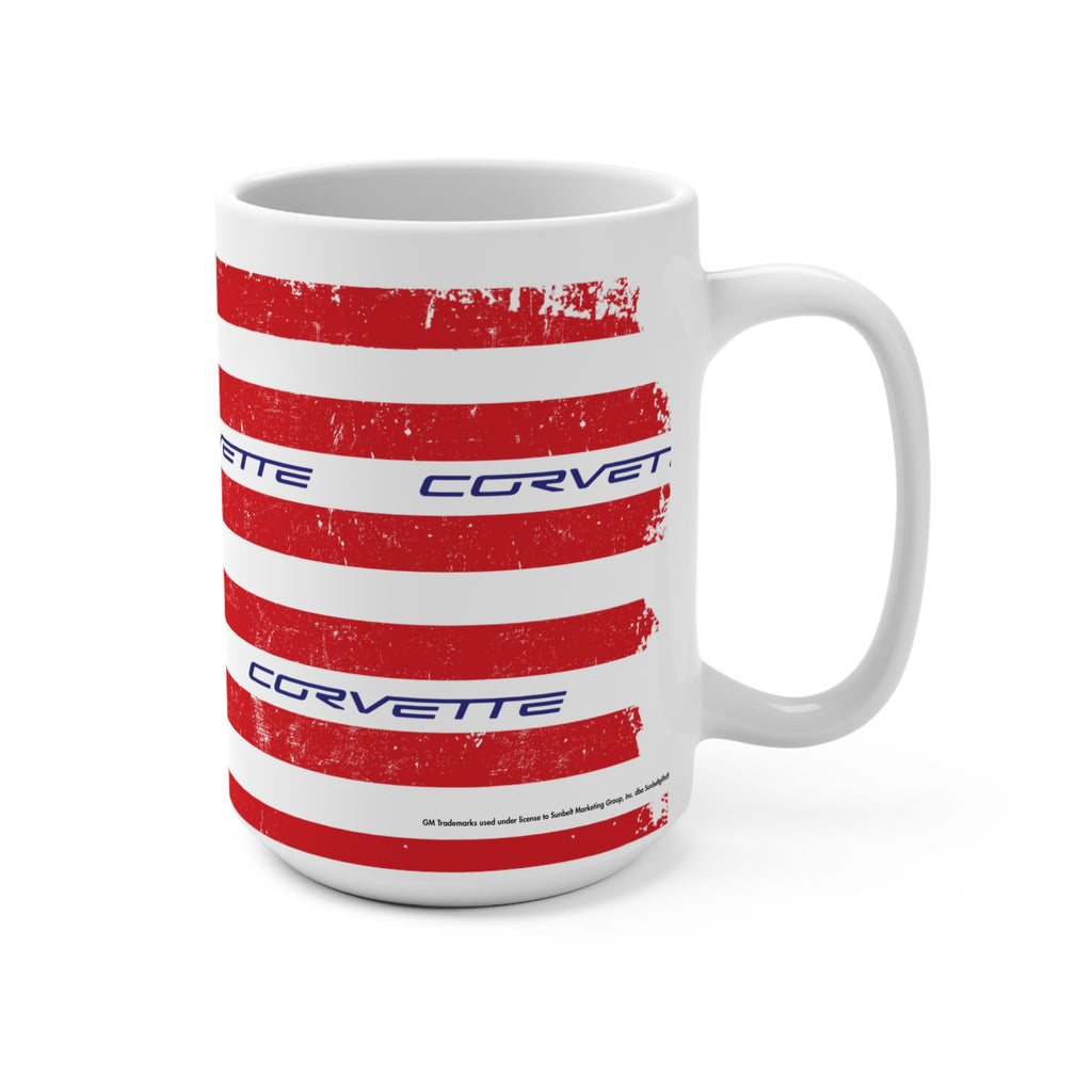 C6 Corvette Distressed American Flag 15oz Patriotic Coffee Mug