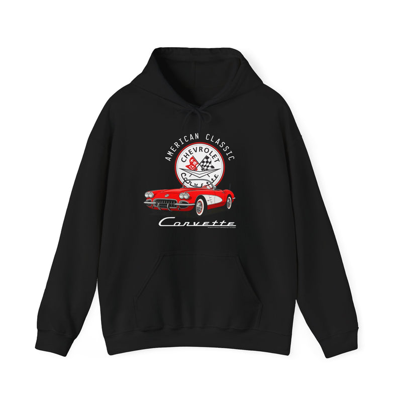 C1 Corvette American Classic Emblem Cotton Blend Hooded Sweatshirt – Legends of the Road, Perfect for the Corvette Fan