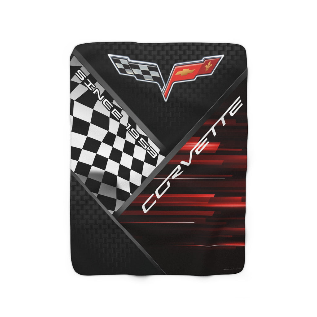 C6 Corvette Checkered Flag Racing Decorative Sherpa Blanket, Perfect for Chilly Days