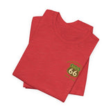 Legends of Route 66 100th Anniversary Landmark Collage Design Cotton Front and Back Printed Short Sleeve Tee