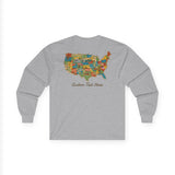 Legends of Route 66 100th Anniversary USA Map Cotton Front and Back Printed Personalized Tee- Long Sleeve
