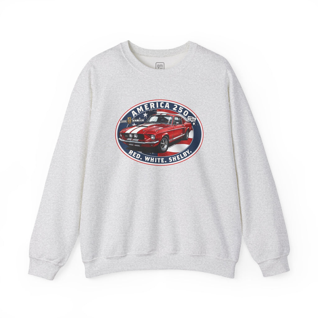1967 Shelby GT500 "Red. White. Shelby." America 250 Oval Crewneck Sweatshirt