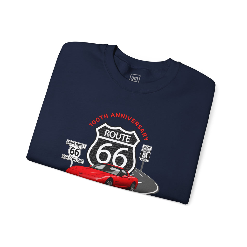 C5 Corvette Route 66 100th Anniversary Cotton Blend Sweatshirt – Legends of the Road, Perfect for the Corvette Fan