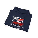 Personalized Chevy C6 Corvette Hoodie, Custom Red Car Color Cotton Blend Pullover Sweatshirt, Unisex Muscle Car Apparel, Gift for Enthusiasts