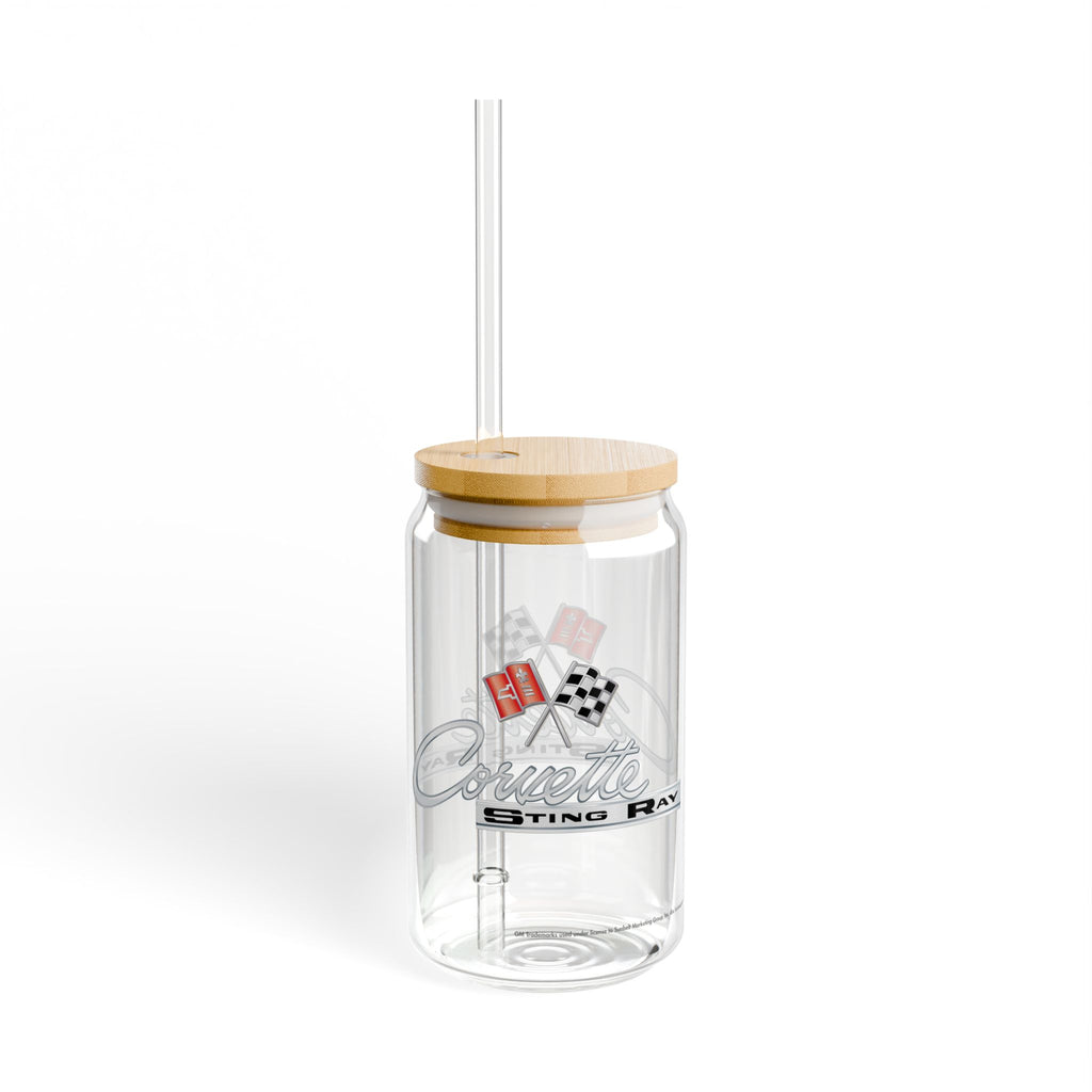 Corvette C2 16oz Clear Plastic Sipper – Corvette Script & C2 Logo | Gift for Car Enthusiasts, Summer BBQs, Nostalgic Kitchen Decor