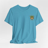 Legends of Route 66 100th Anniversary Landmark Map Design Cotton Front and Back Printed Short Sleeve Tee