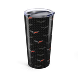 Corvette C6 Logo Toss  Pattern Carbon Tumbler 20oz | Retro Car Lover Travel Cup, Gift for Him, Car Enthusiast, Father's Day, Road Trip