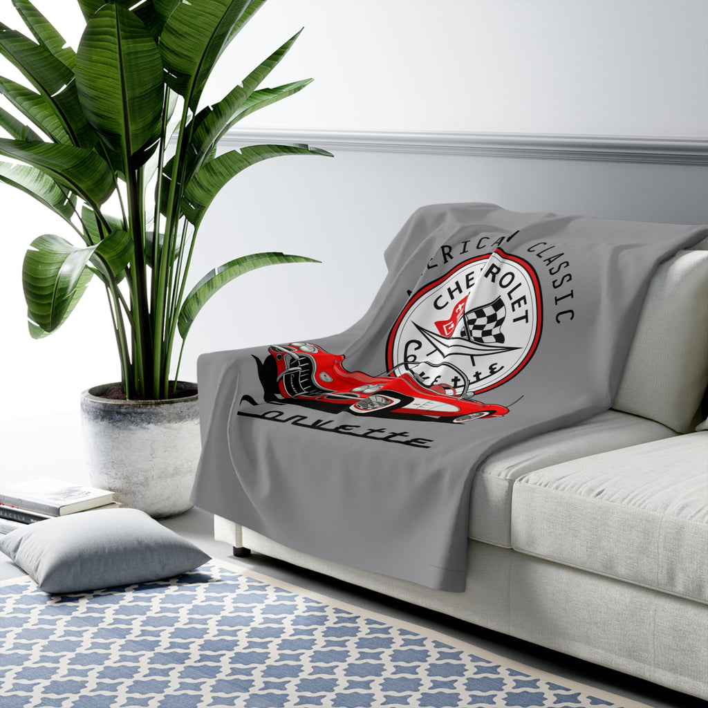 C1 Corvette American Classic Emblem 50 x 60 Inch Sherpa Fleece Blanket – Legends of the Road, Perfect for the Corvette Fan