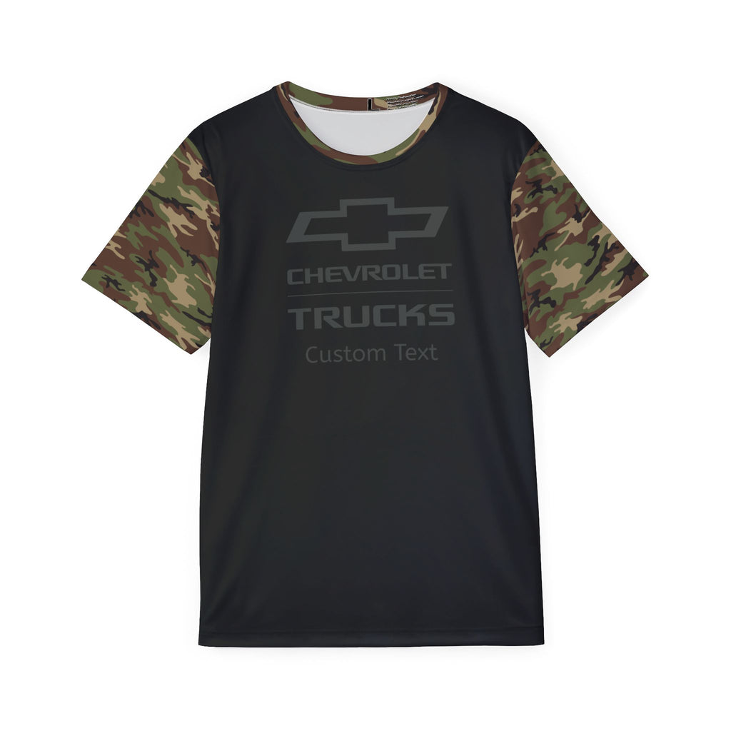 Personalized Chevy Trucks Bowtie Camo Men's Sports Jersey Tee, Classic Fit T-Shirt, Moisture-Wicking, Lightweight, and Durable, Ideal for Chevy Truck Fans and Everyday Wear