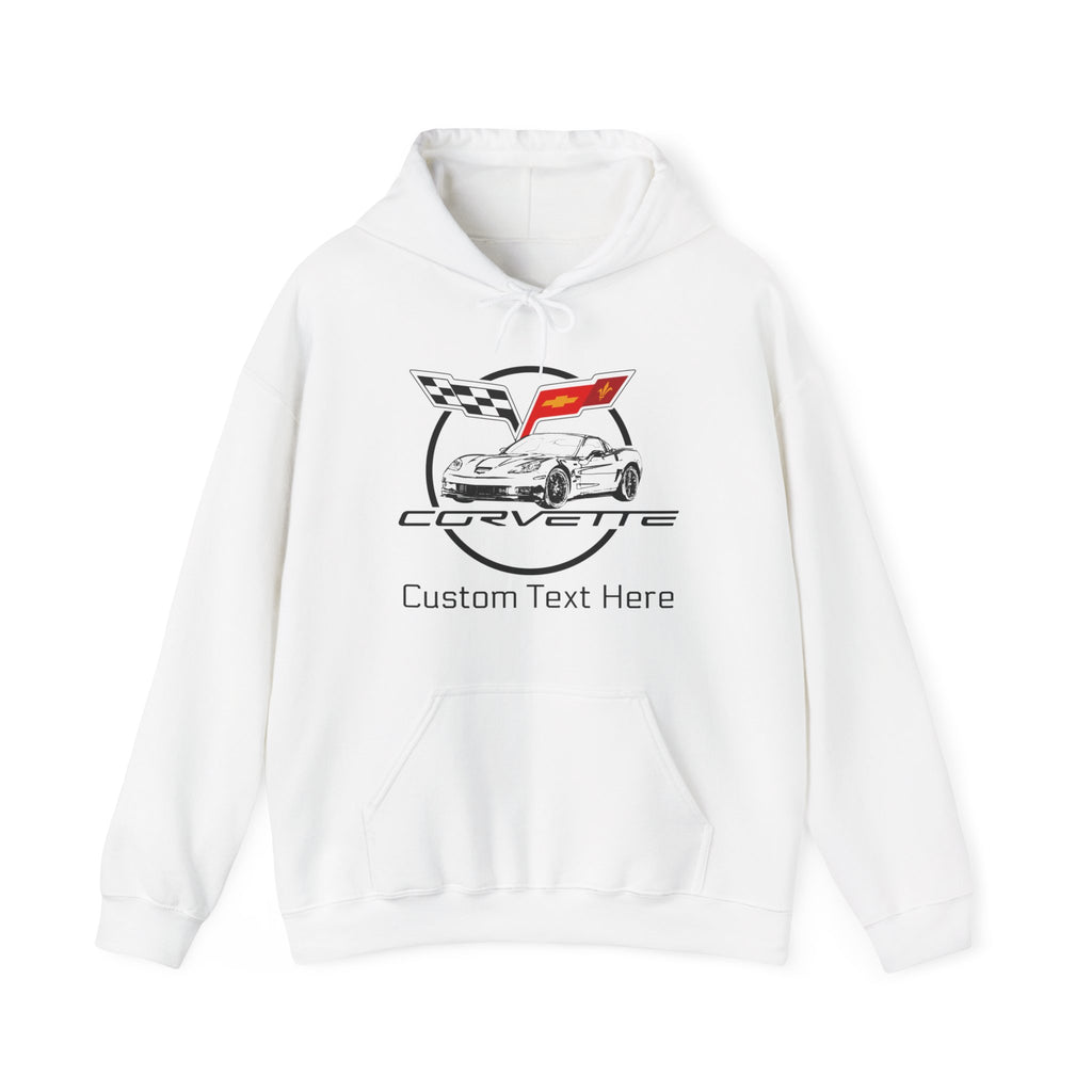 C6 Corvette Personalized Custom Car Color Cotton Blend Hooded Sweatshirt - WHITE