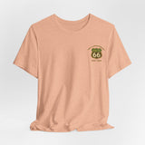 Legends of Route 66 100th Anniversary Landmark Map Design Cotton Front and Back Printed Short Sleeve Tee