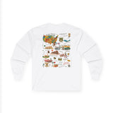 Legends of Route 66 100th Anniversary Landmark Collage Design Cotton Front and Back Printed Tee – Long Sleeve
