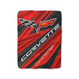 Personalized C6 Corvette Racing Decorative Diagonal Pattern Sherpa Blanket, Perfect for Chilly Days