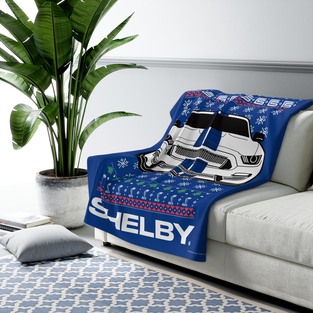 Carroll Shelby Ugly Christmas Sweater design 50 x 60 inch Sherpa Fleece Blanket