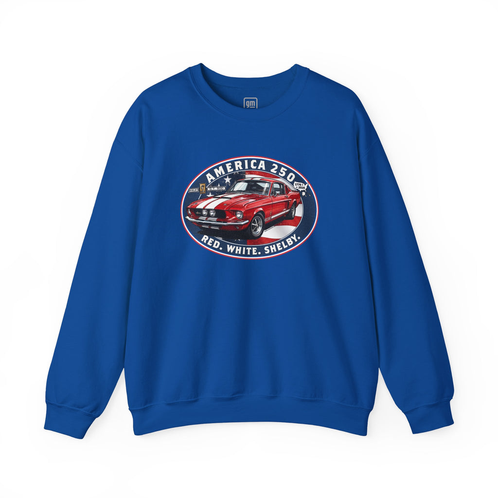 1967 Shelby GT500 "Red. White. Shelby." America 250 Oval Crewneck Sweatshirt