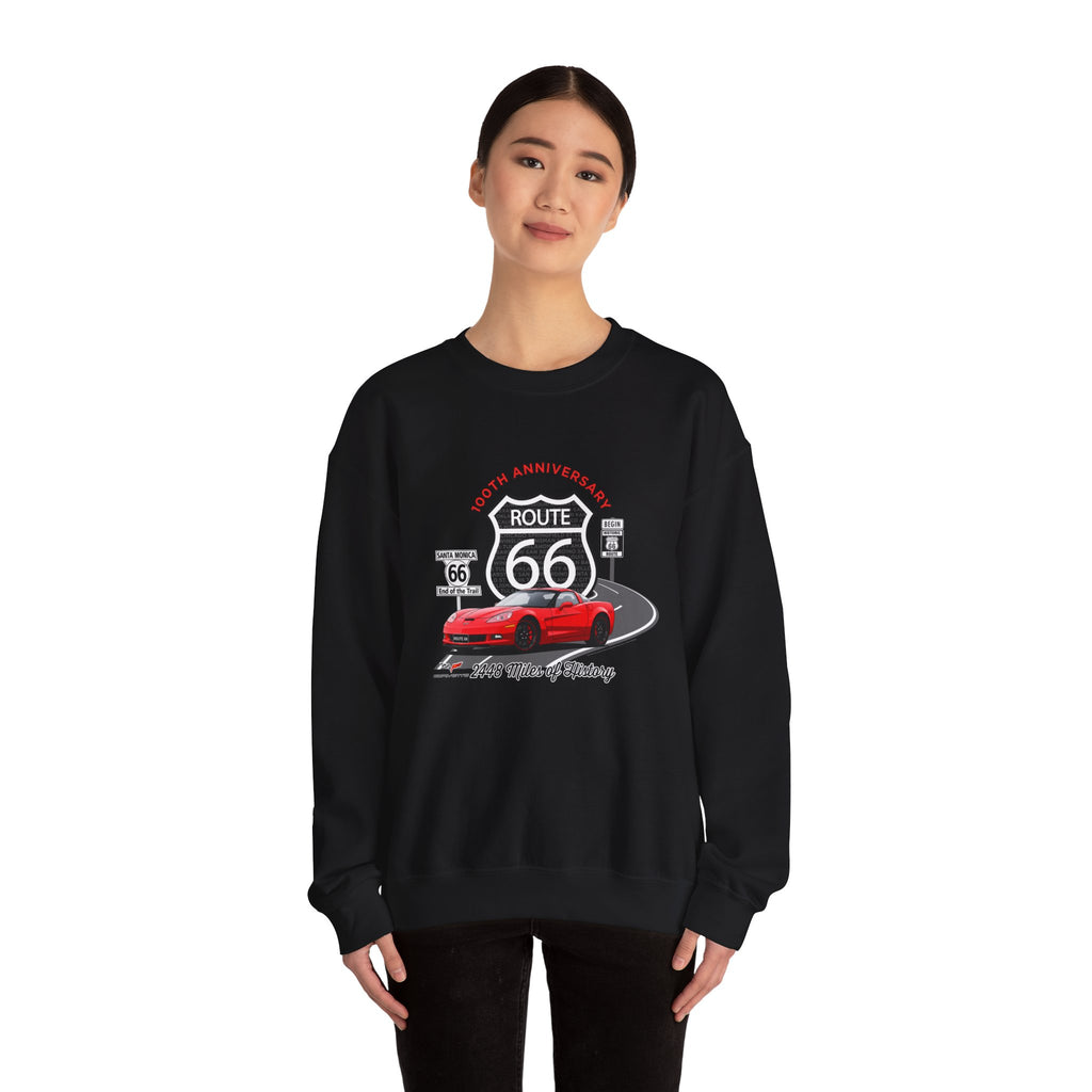 C6 Corvette Route 66 100th Anniversary Cotton Blend Sweatshirt – Legends of the Road, Perfect for the Corvette Fan