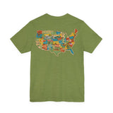 Legends of Route 66 100th Anniversary Landmark Map Design Cotton Front and Back Printed Short Sleeve Tee