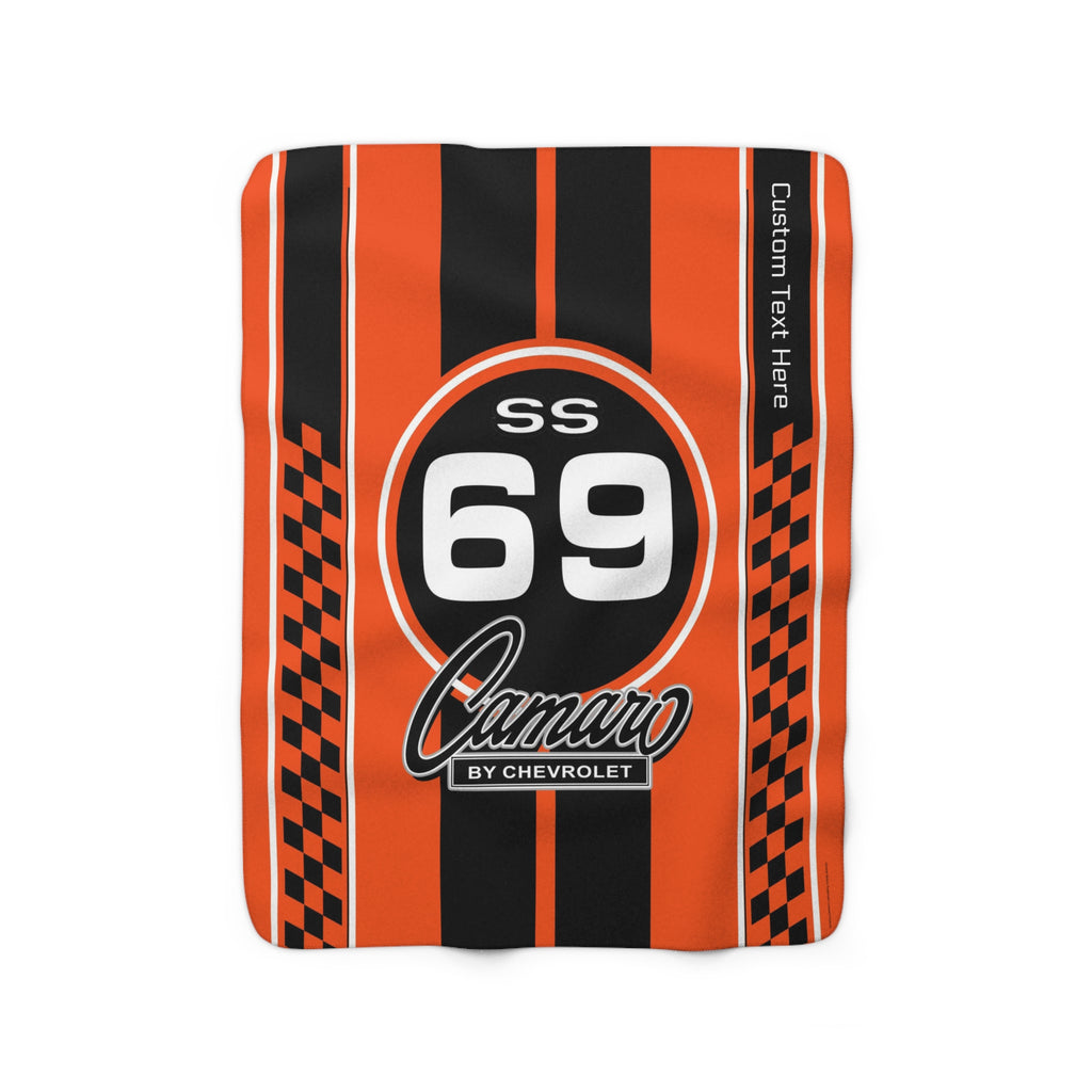Personalized 1969 Camaro SS  Retro Racing Decorative Sherpa Blanket, Perfect for Chilly Days