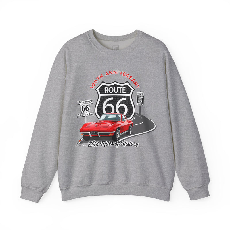 C2 Corvette Route 66 100th Anniversary Cotton Blend Sweatshirt – Legends of the Road, Perfect for the Corvette Fan