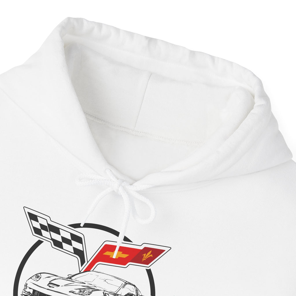 C6 Corvette Personalized Custom Car Color Cotton Blend Hooded Sweatshirt - WHITE