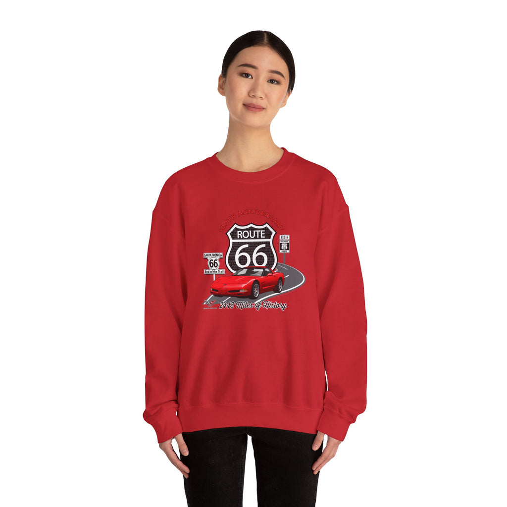 C5 Corvette Route 66 100th Anniversary Cotton Blend Sweatshirt – Legends of the Road, Perfect for the Corvette Fan