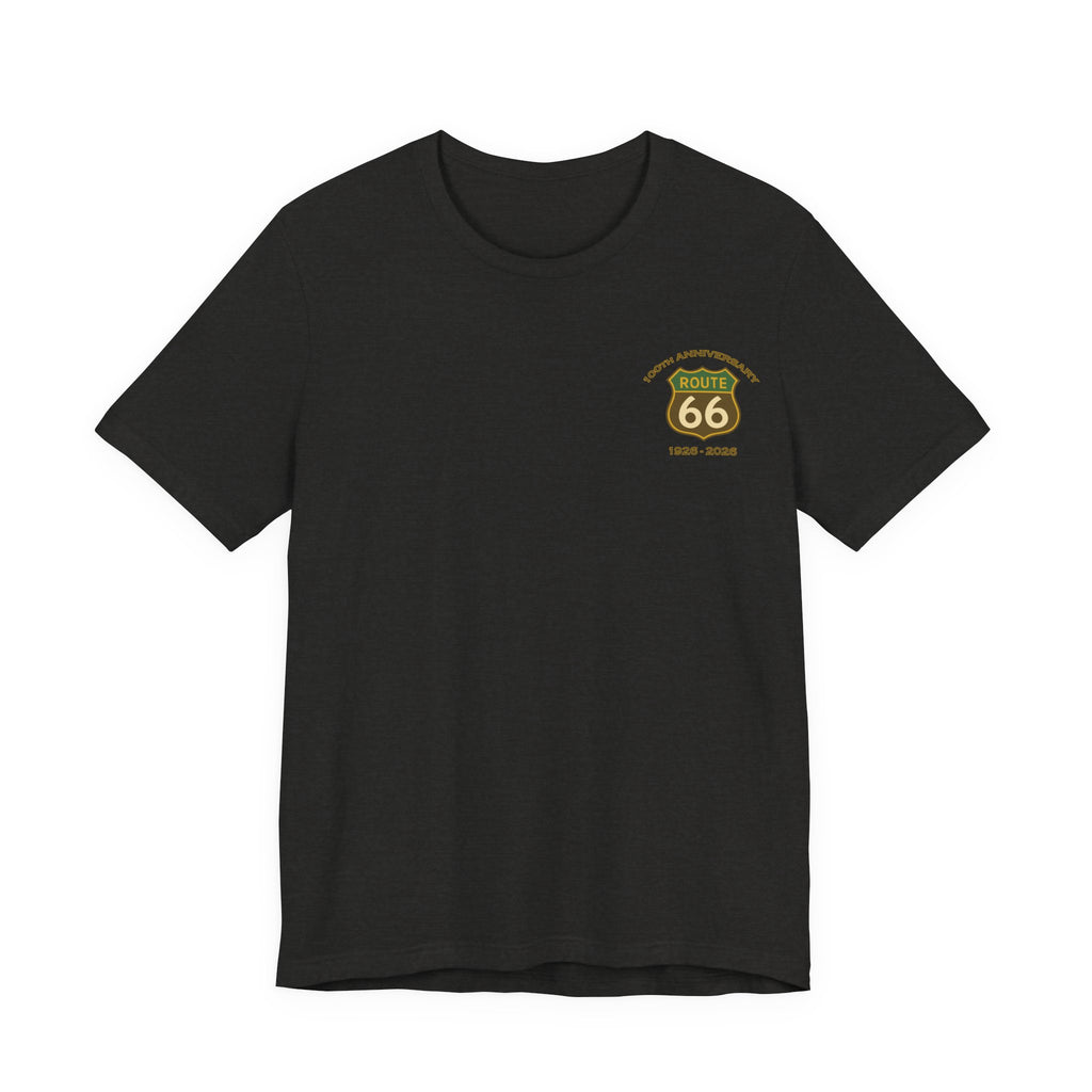 Legends of Route 66 100th Anniversary Landmark Map Design Cotton Front and Back Printed Short Sleeve Tee