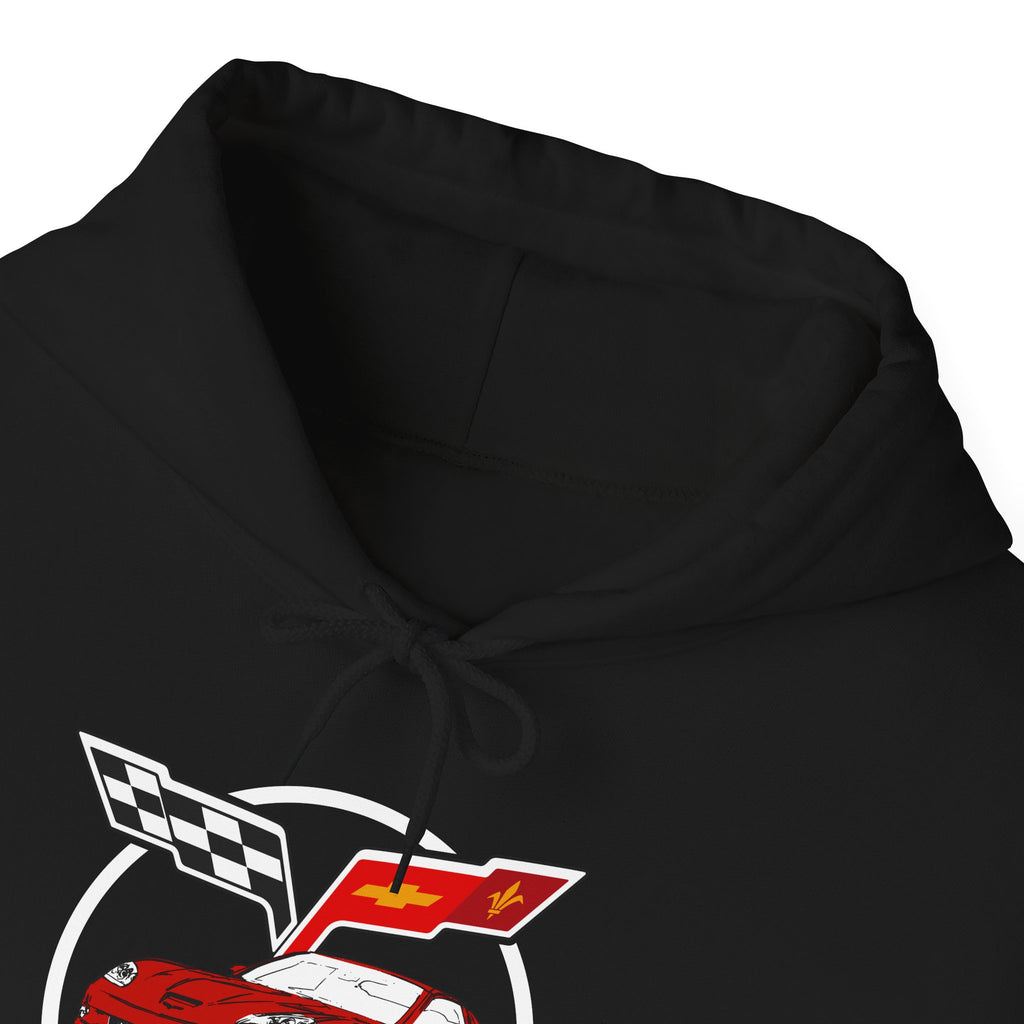 C6 Corvette Personalized Custom Car Color Cotton Blend Hooded Sweatshirt- RED