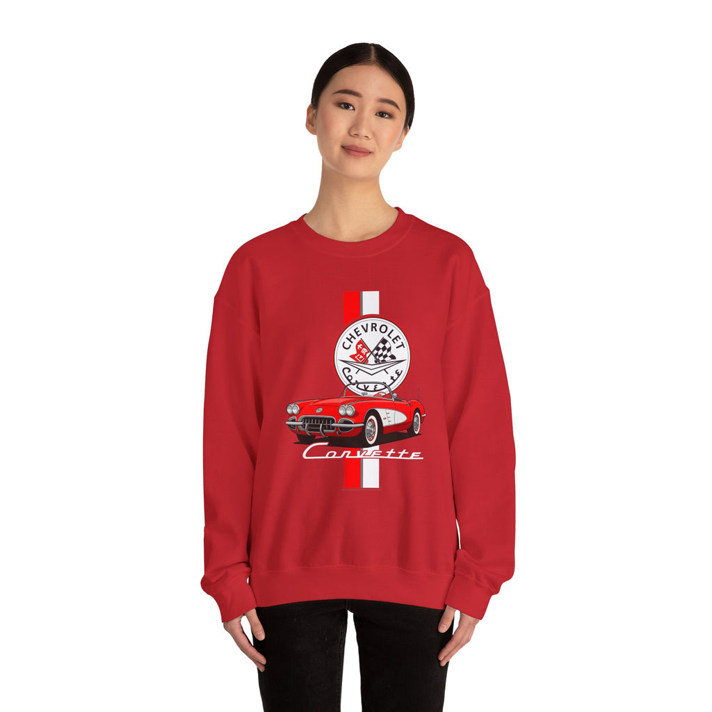 C1 Corvette Vertical Stripe Emblem Cotton Blend Sweatshirt – Legends of the Road, Perfect for the Corvette Fan