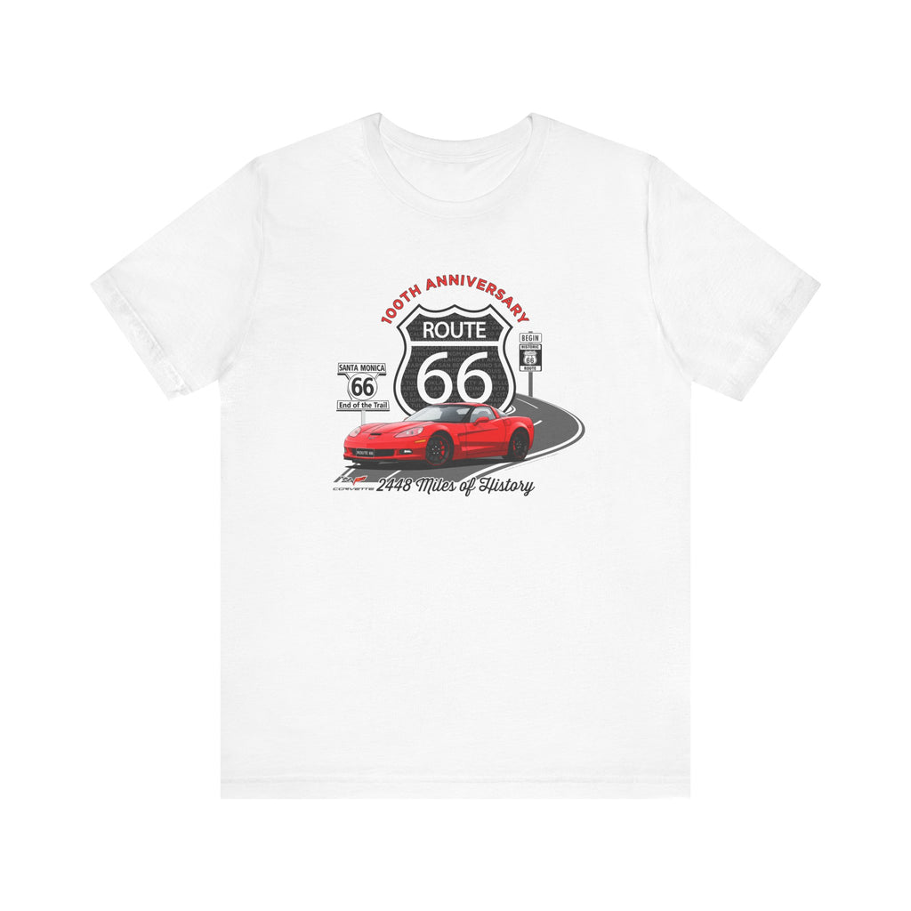 C6 Corvette Route 66 100th Anniversary Short Sleeve Tee – Legends of the Road, Perfect for the Corvette Fan