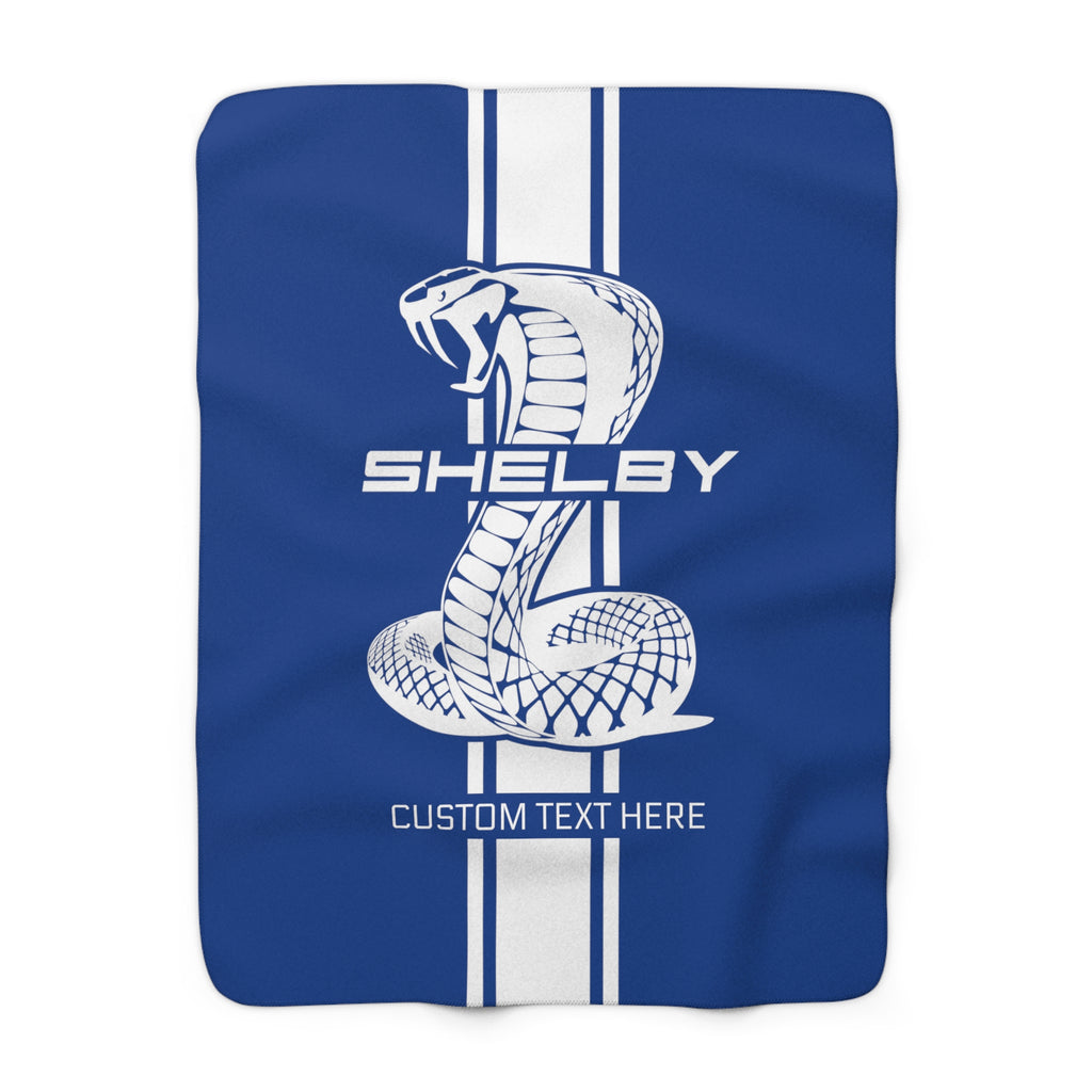 2024 Shelby Snake Stripe Personalized Sherpa Fleece Blanket, Royal Blue