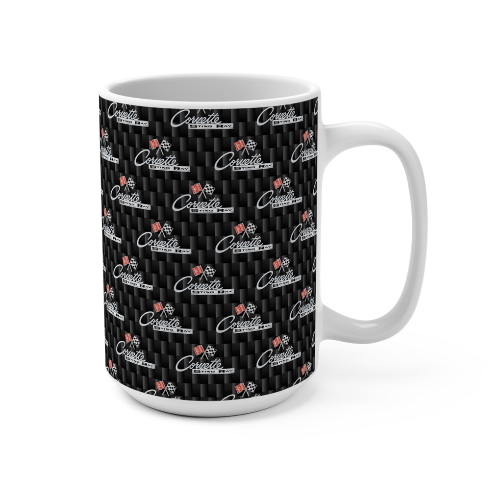 C2 logo black Coffee Mug, Red 15.oz Coffee Mug, Car Enthusiast Gift, Automotive Collector's Drinkware, Car Lover's Present