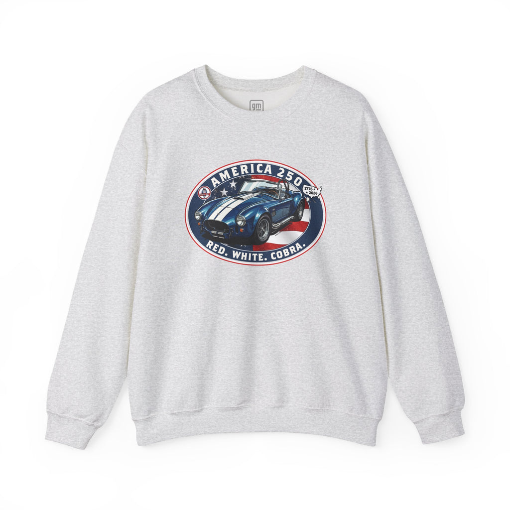 Shelby Blue Cobra 427 "Red. White. Cobra." America 250 Oval Crewneck Sweatshirt