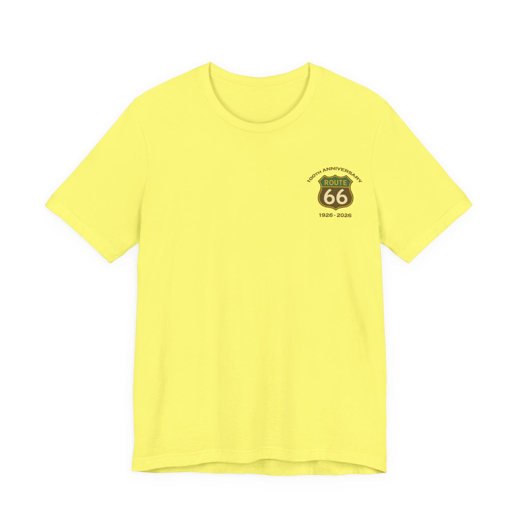 Legends of Route 66 100th Anniversary Landmark Map Design Cotton Front and Back Printed Short Sleeve Tee