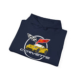 C6 Corvette Personalized Custom Car Color Cotton Blend Hooded Sweatshirt- YELLOW