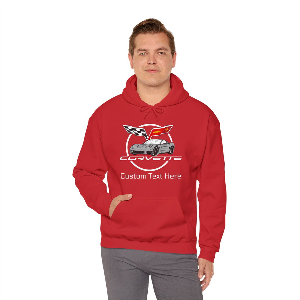 C6 Corvette Personalized Custom Car Color Cotton Blend Hooded Sweatshirt - GREY