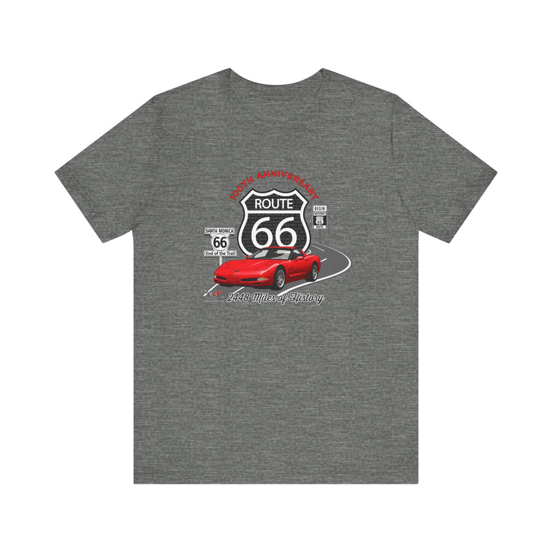 C5 Corvette Route 66 100th Anniversary Short Sleeve Tee – Legends of the Road, Perfect for the Corvette Fan