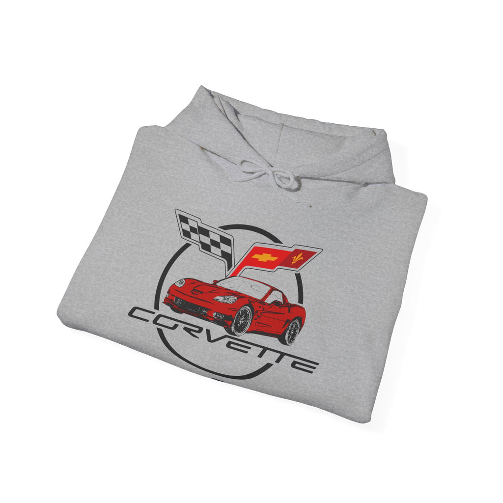 C6 Corvette Personalized Custom Car Color Cotton Blend Hooded Sweatshirt- RED