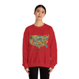 Legends of Route 66 100th Anniversary USA Map Personalized Unisex Fleece Crewneck Sweatshirt