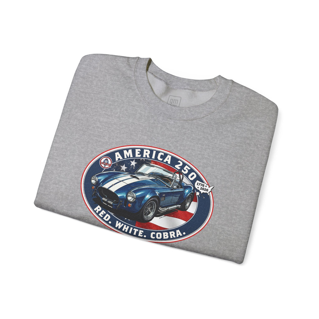 Shelby Blue Cobra 427 "Red. White. Cobra." America 250 Oval Crewneck Sweatshirt