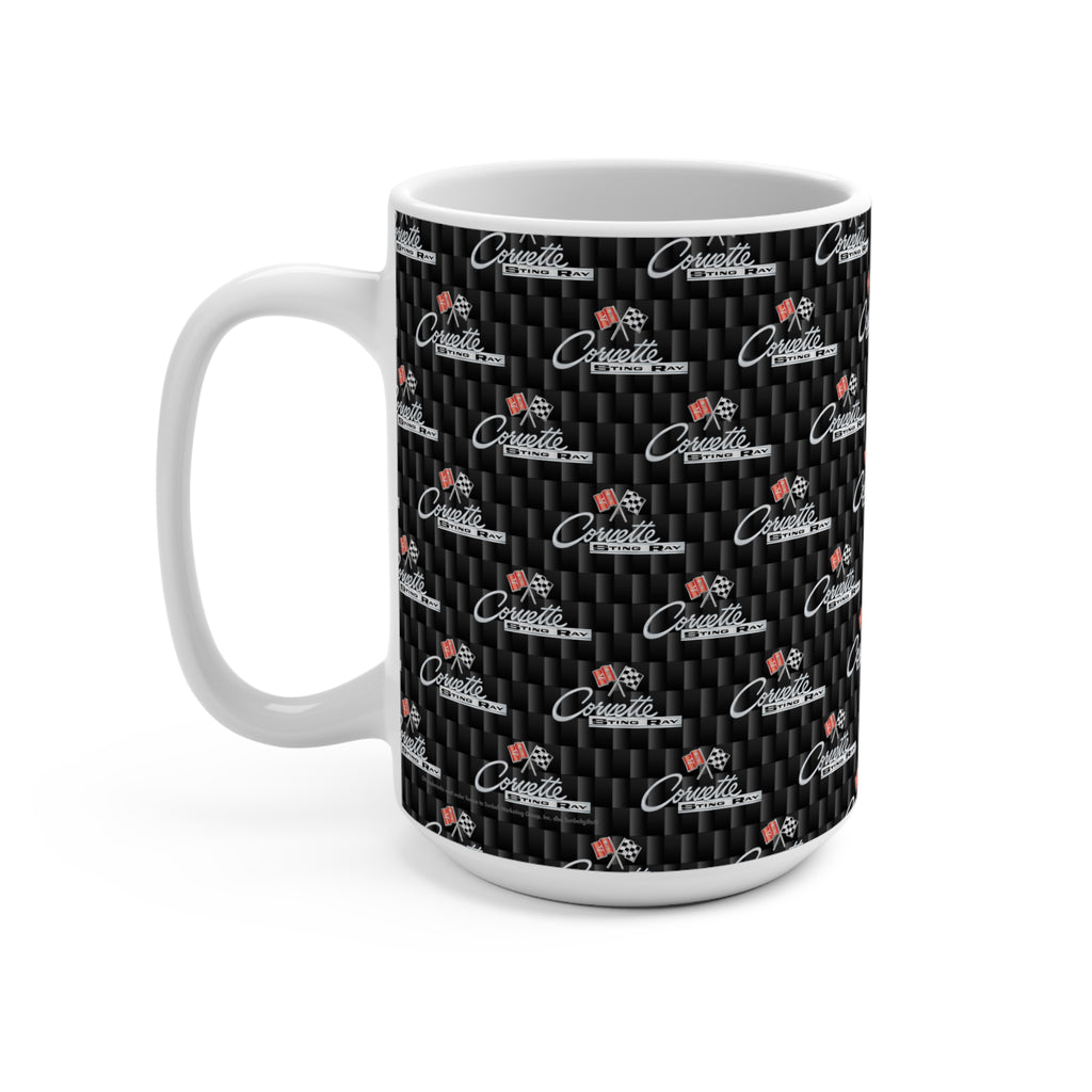 C2 logo black Coffee Mug, Red 15.oz Coffee Mug, Car Enthusiast Gift, Automotive Collector's Drinkware, Car Lover's Present