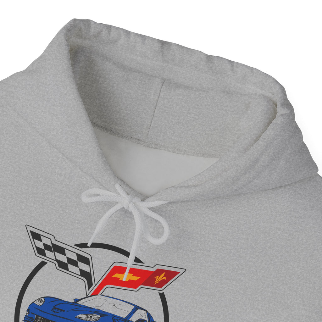 C6 Corvette Personalized Custom Car Color Cotton Blend Hooded Sweatshirt - BLUE