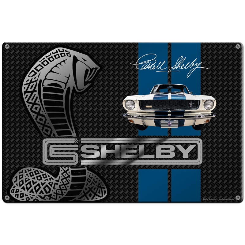 Carroll Shelby GT350 18"x12" Metal Wall Decor – Vintage Muscle Car Premium Aluminum Wall Art, Classic Muscle Car Decor for Garage, Man Cave, Bar, or Home