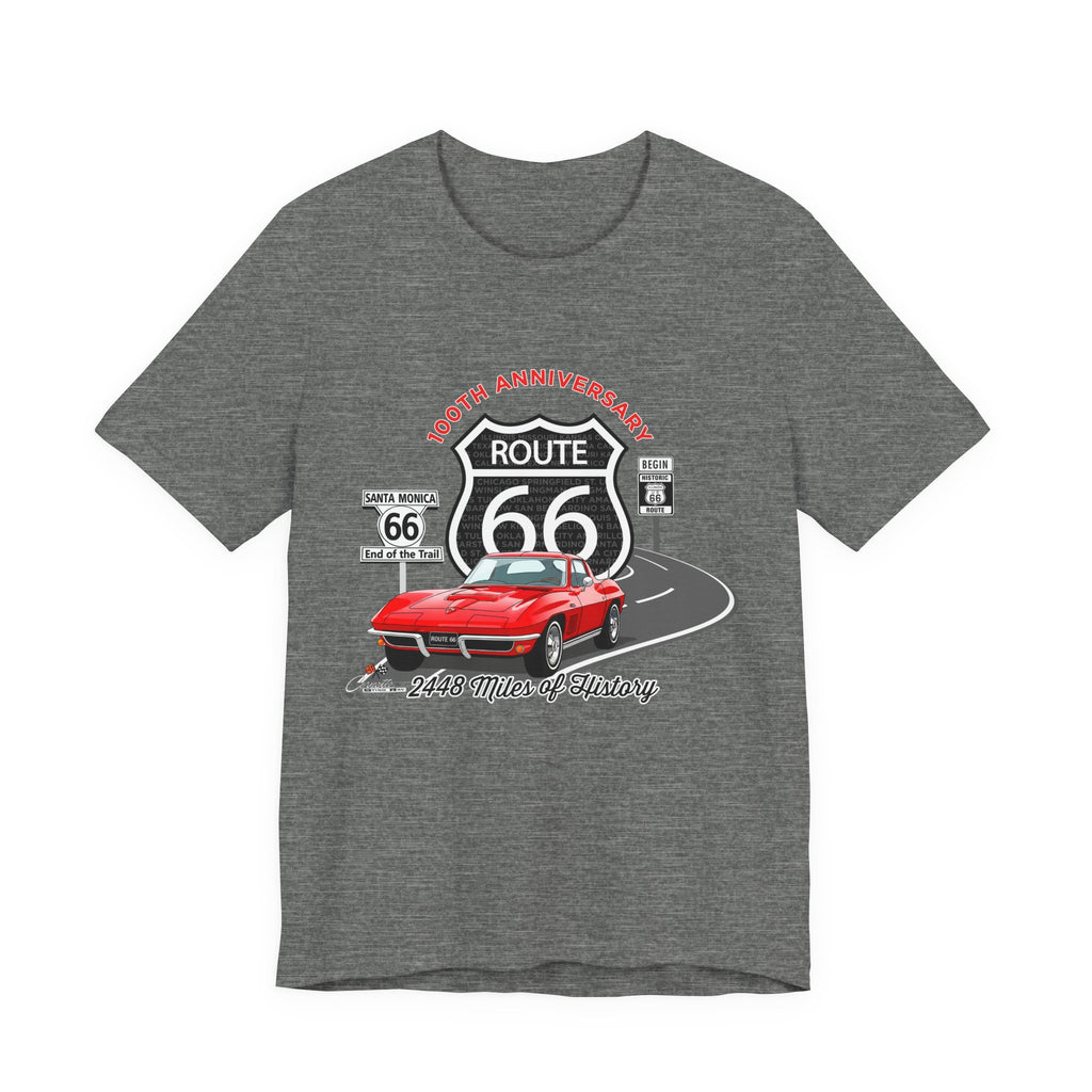 C2 Corvette Route 66 100th Anniversary Short Sleeve Tee – Legends of the Road, Perfect for the Corvette Fan