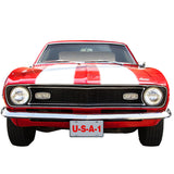 1968 Camaro Front Bumper Metal Sign, 25 x 15 inches, Red with White Stripes, Made in the USA, Premium