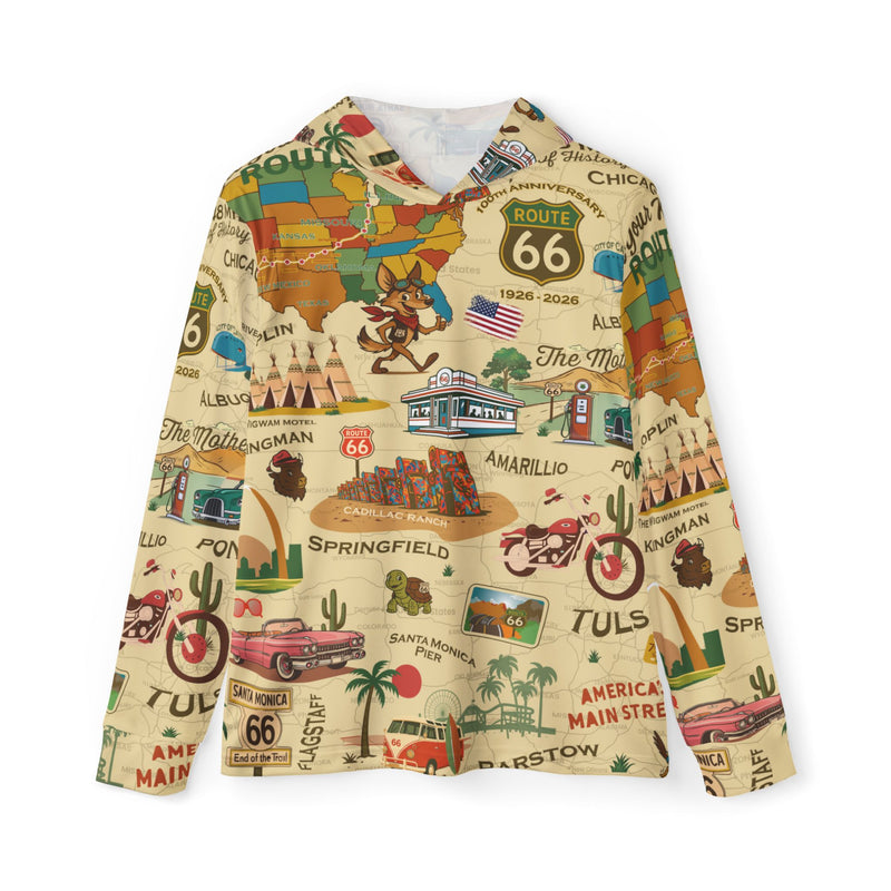 Legends of Route 66 100th Anniversary Unisex Sports Hoodie, Cozy Warmup Pullover for Travel Lovers, Great for Gifting on Holidays and Adventures